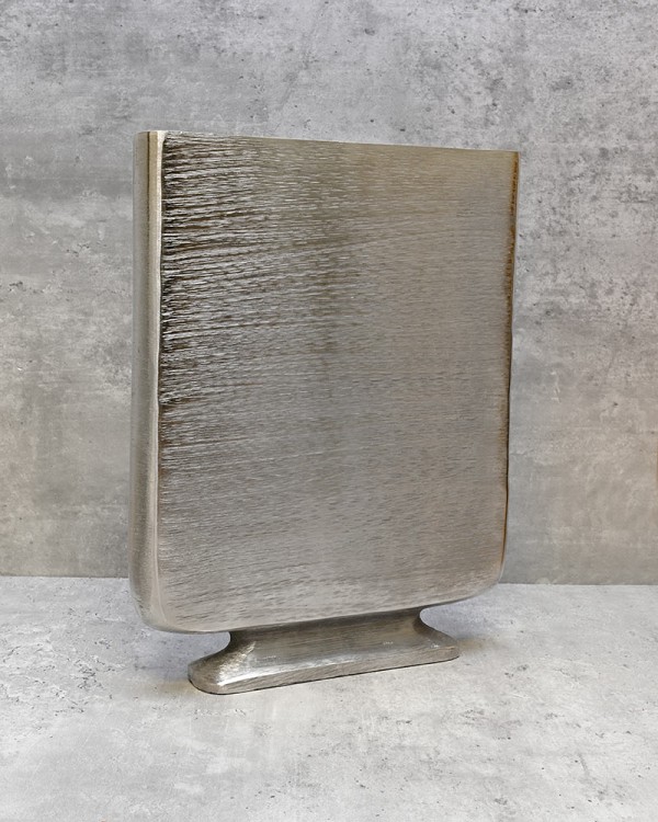 Etched Flat Vase - Pewter Finish 13"H