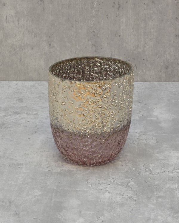 Textured Pink Metallic Lustre Glass 4.5"H
