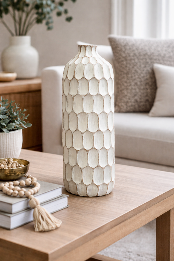 Textured vase with elegant decor