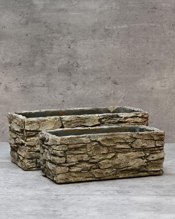 Rectangular Stone Wall Planter - Small 3"H