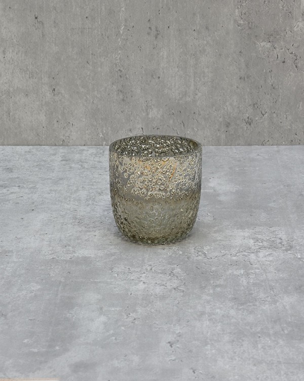 Textured Smoke Metallic Lustre Glass 3"H