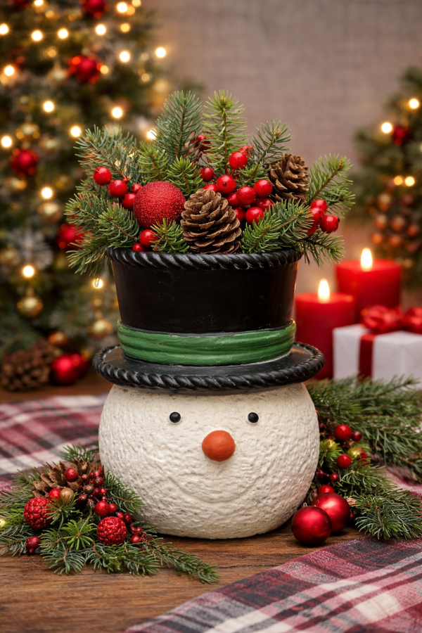 Décor de Noël avec un bonhomme de neige