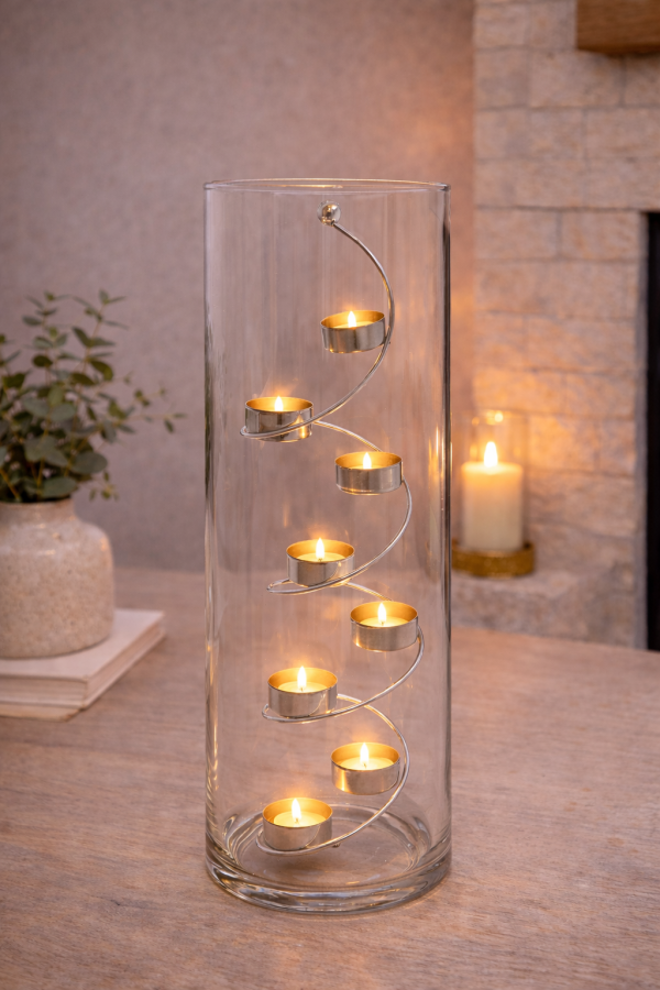 Vase with spiral candle holder