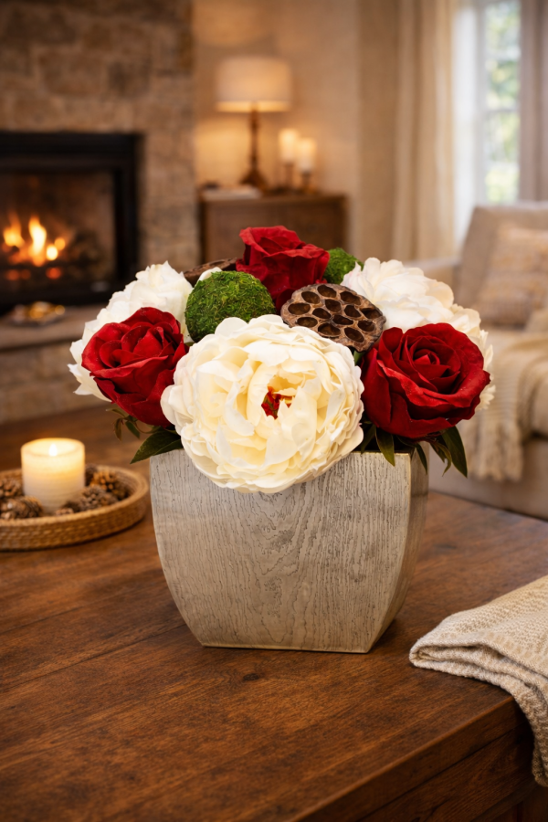 Floral elegance by the fireplace