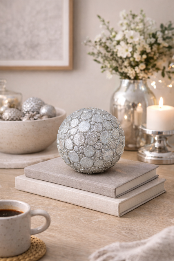 Élégance argentée et livres décoratifs