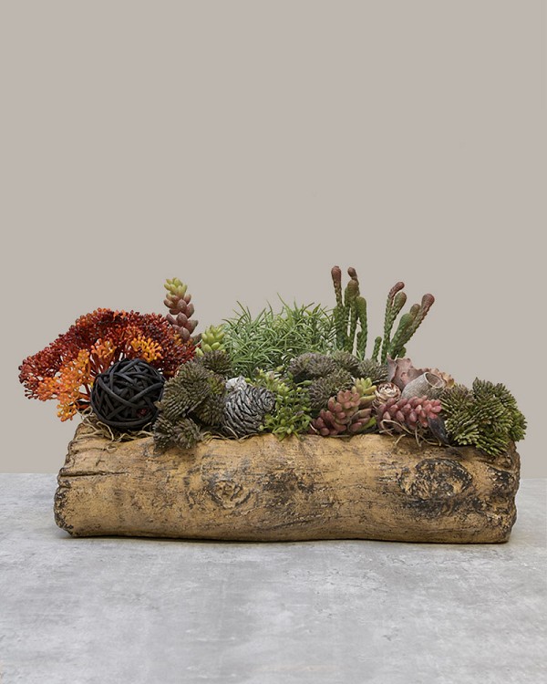 Ceramic Log Planter 12.5"L