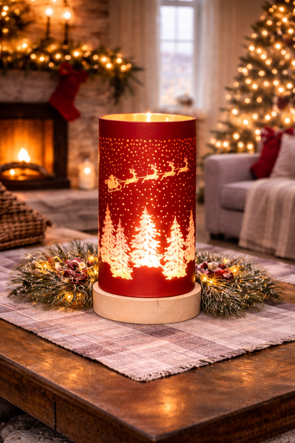 Festive lantern glow in cozy living room