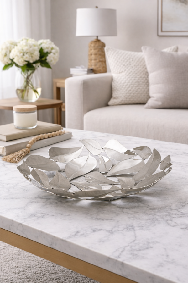 Elegant decor on a marble coffee table