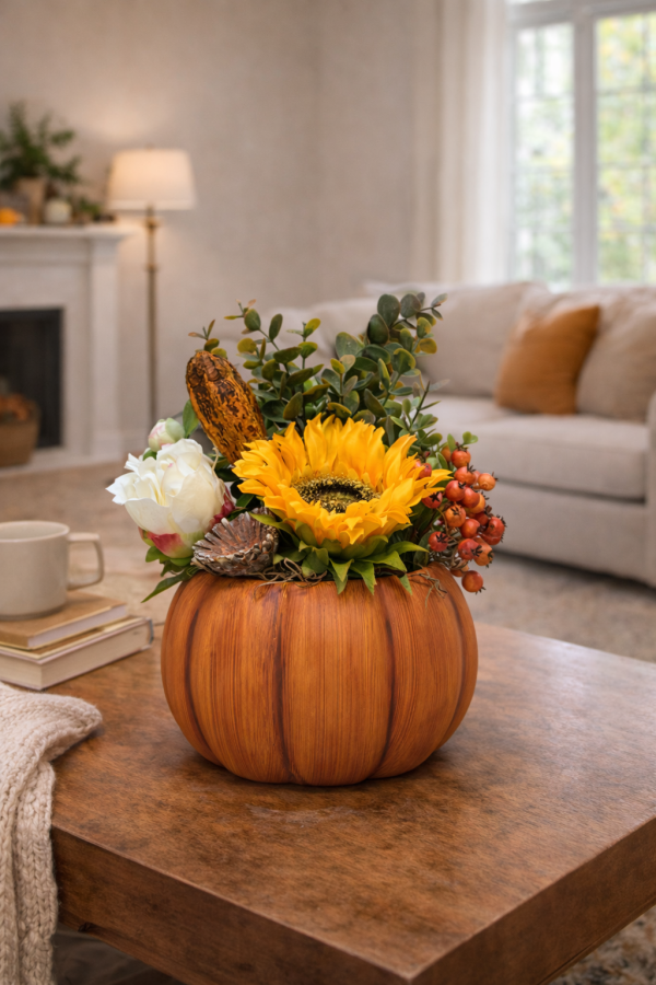 Automne dans un vase de citrouille