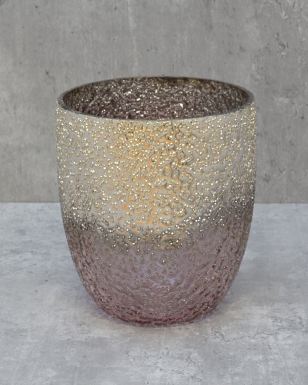 Textured Pink Metallic Lustre Glass 7"H