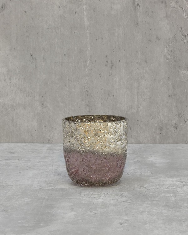 Textured Pink Metallic Lustre Glass 3"H