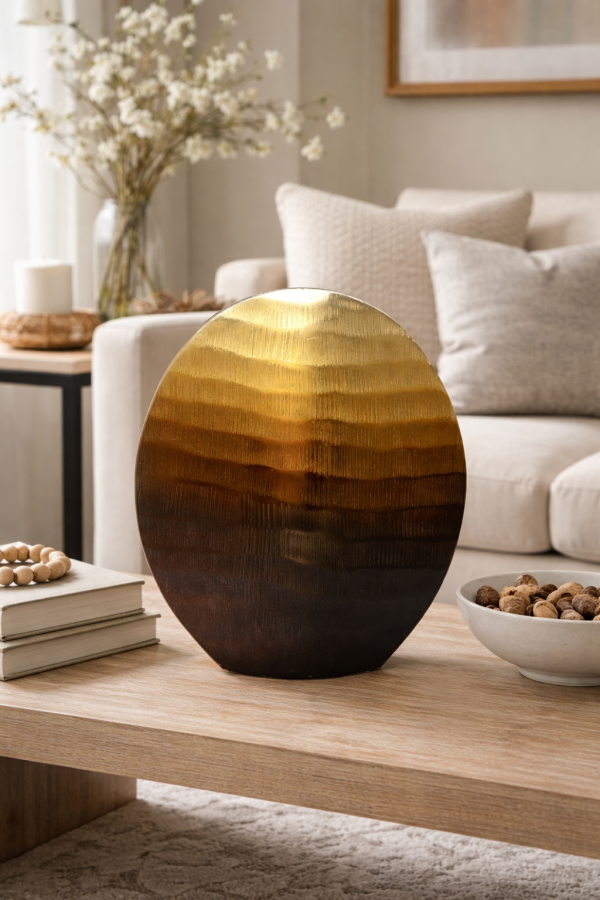Elegant metallic vase with decor accents