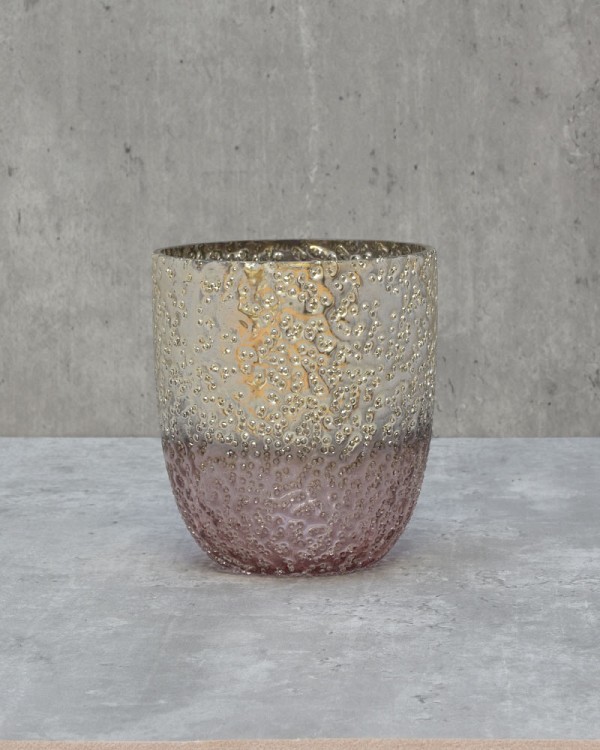 Textured Pink Metallic Lustre Glass 4.5"H