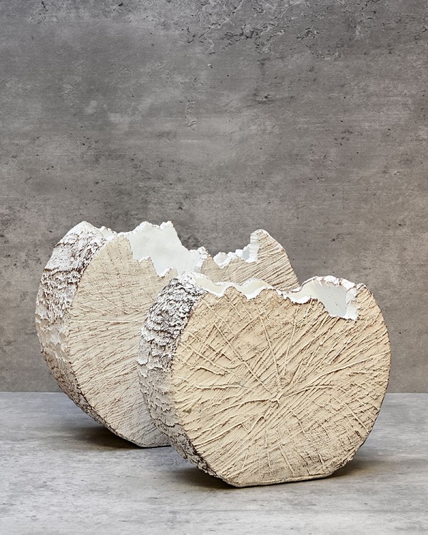 Ceramic Wood Trunk Vase White 8"