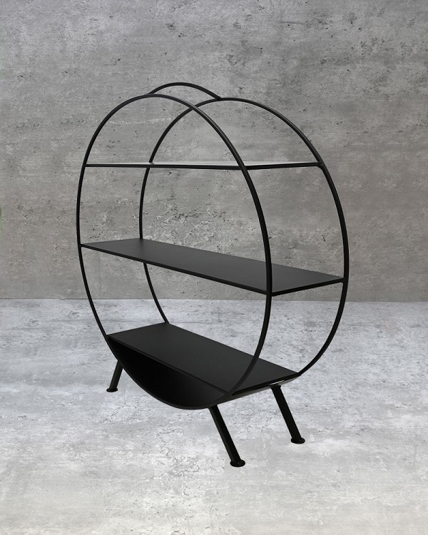 Round Metal Standing Shelf 19.75" x 22" Black