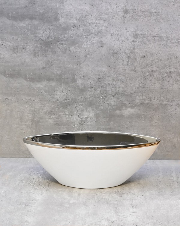 Silver Trim Elongated Bowl 15.5"L