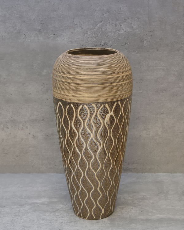 Deco Ceramic Brown/Gold Vase 16.5"