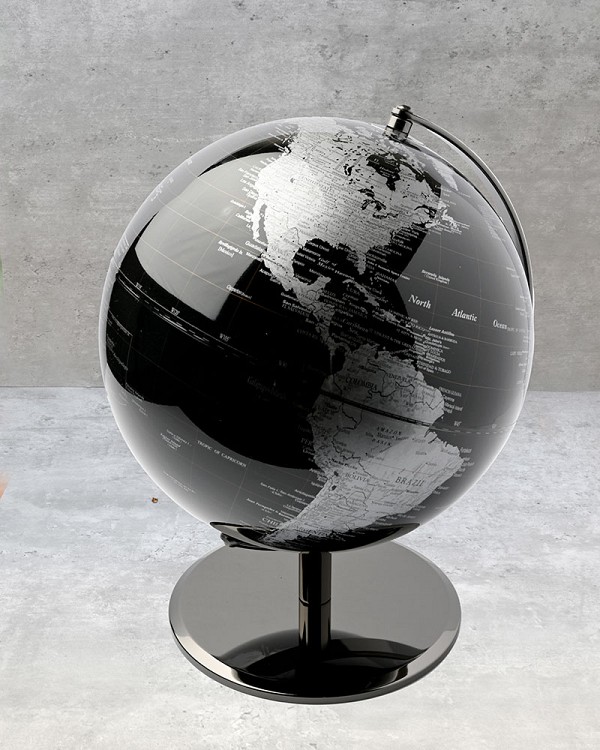 World Globe - Black 12"H