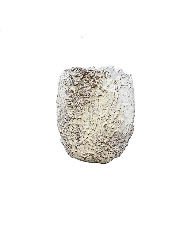 Ceramic Fossil Planter White 6"