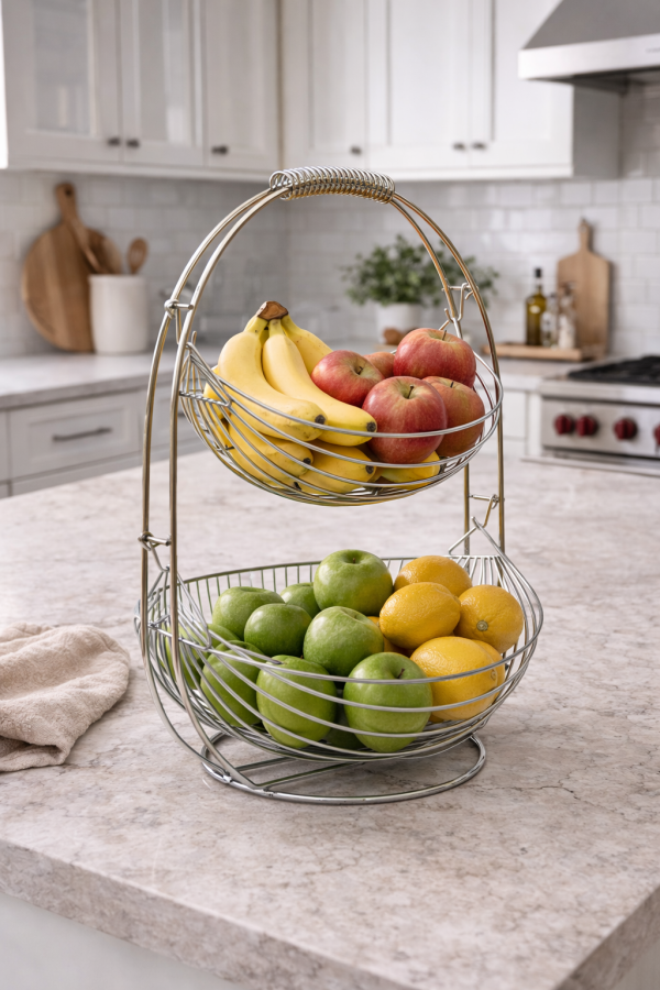 Fruits on a marble countertop
