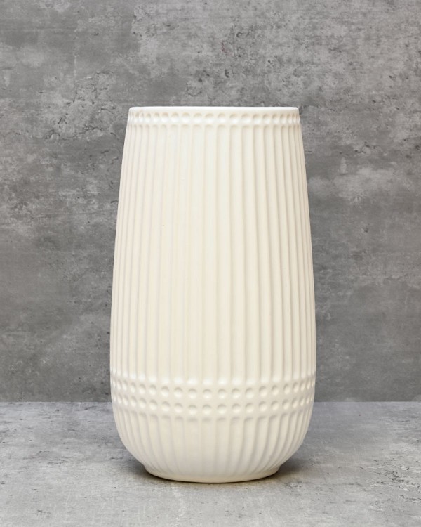 Matte White Ribbed 9.5"H