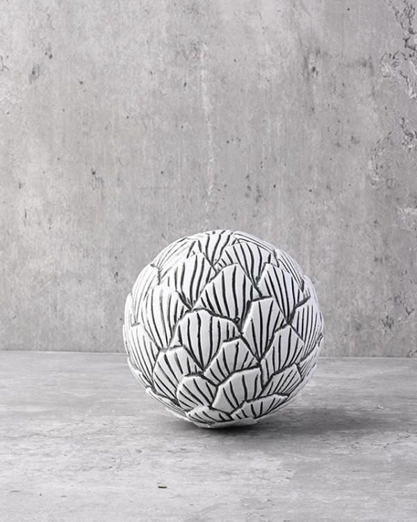 White/Grey Textured Decorative Ball 4.25"D