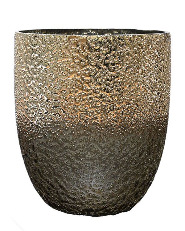 Textured Smoke Metallic Lustre Glass 7"H