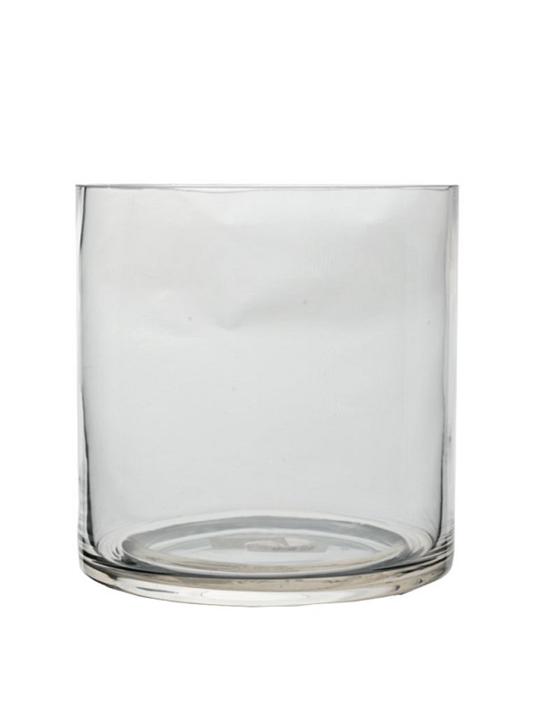 Cylinder Clear Glass Vase 6"H