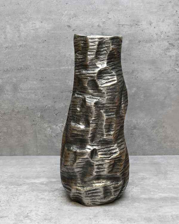 Antique Silver Aluminum Vase 15.75"H