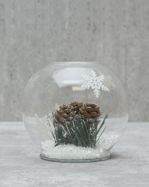 Pinecone Snowfall Votive Holder 3.5"H