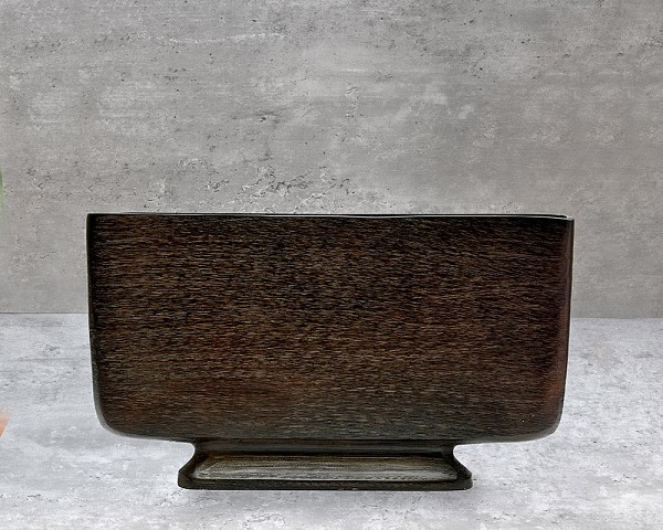 Etched Flat Vase - Bronze Finish 8"H