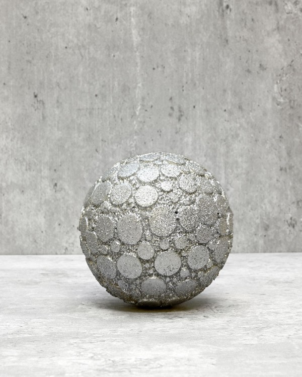 Silver Rock Textured Decorative Ball 4"D