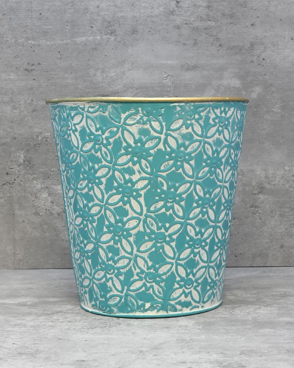 Round Teal Container - Large 8.25"H
