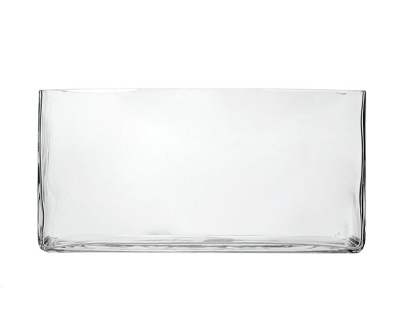 Rectangular Clear Glass Vase 12"L