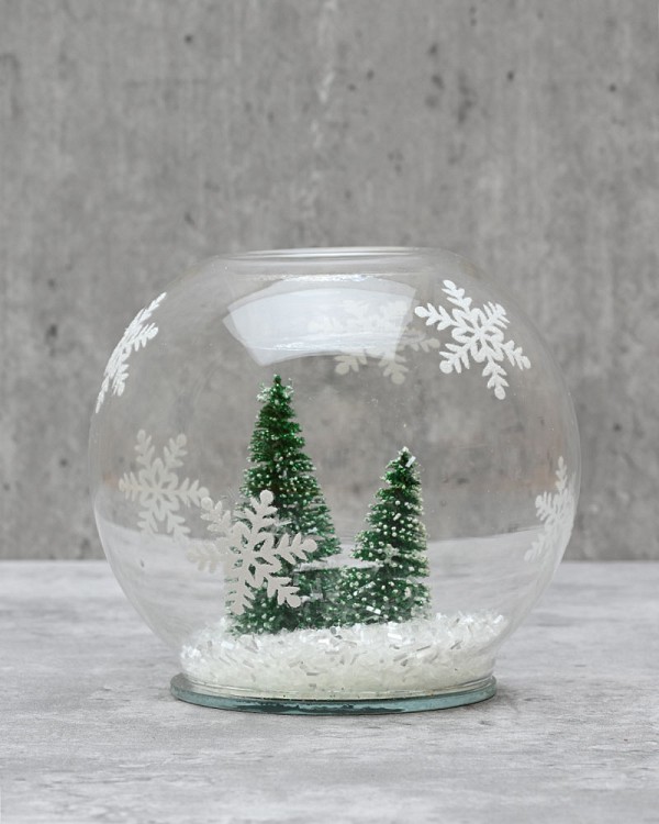 Snowy Forest Votive Holder 3.5"H