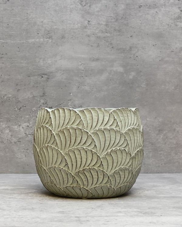 Round Scallop Planter Green 5.75"H