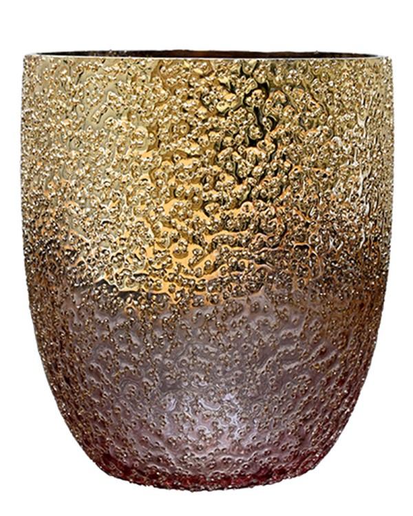 Textured Pink Metallic Lustre Glass 7"H