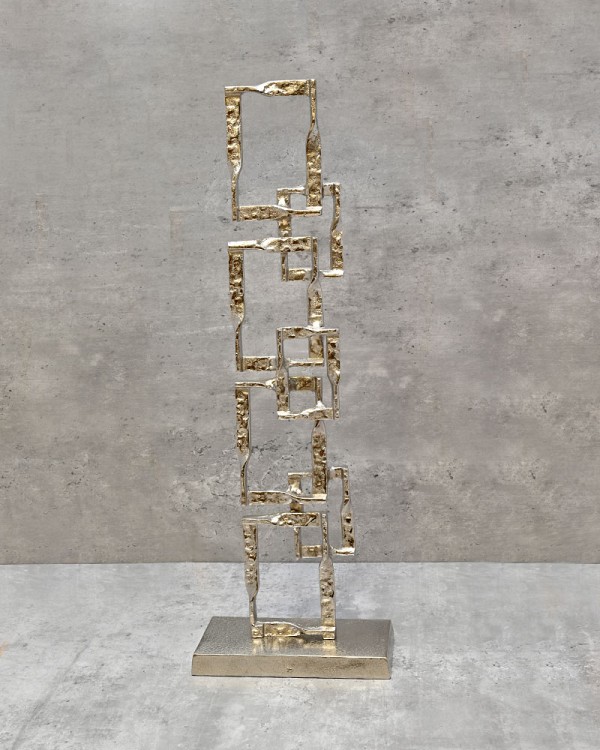 Stacked Square Link Aluminum Decorative Sculpture 21.5"H