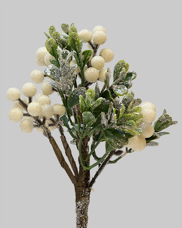 Eucalyptus Berry Pick 9" Frosted White