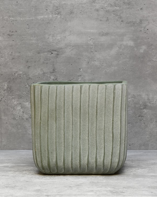 Square Ripple Planter - Green 6"H