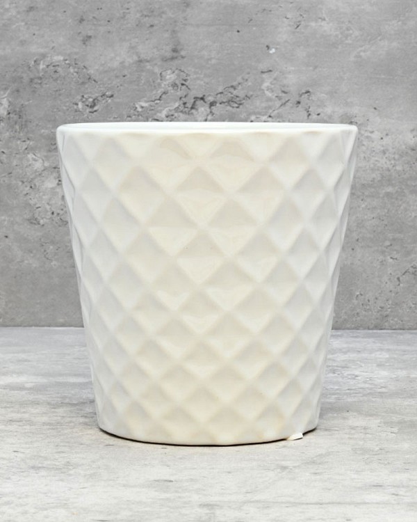 Tapered Diamond Patterned Planter 6.25"H