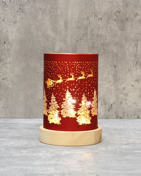Santa Sleigh Lantern - Red 6.5"H