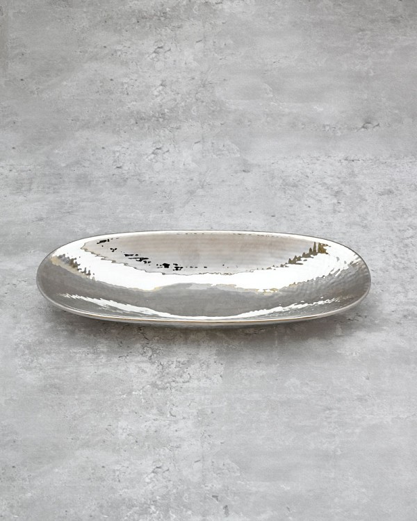 Hammered Ceramic Platter - Small 12"L 