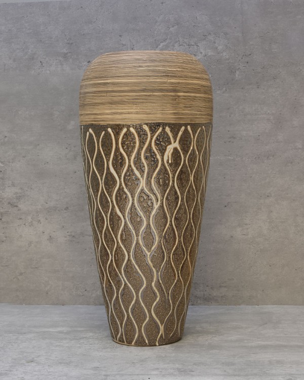Brown/Gold Decorative Tapered Vase 17"H