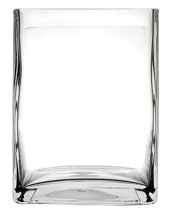 Square Clear Glass Vase 8"H (6"x6")