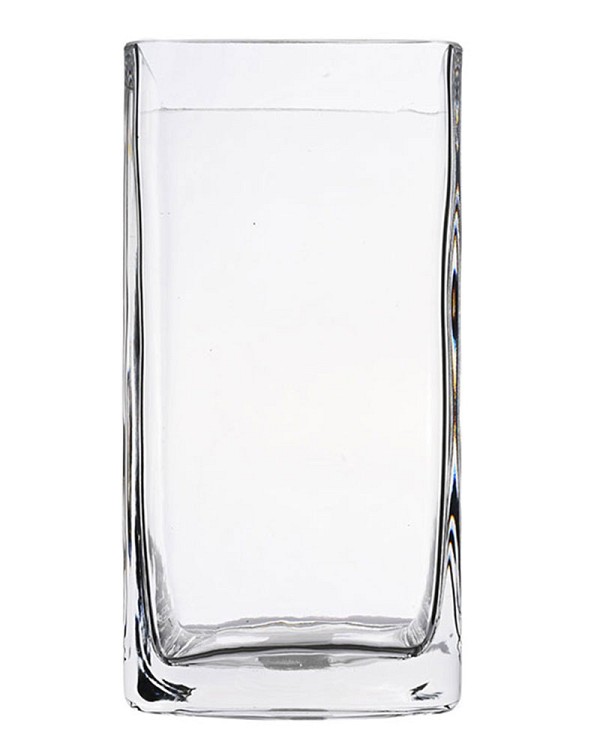 Square Clear Glass Vase 8"H (4"x4")
