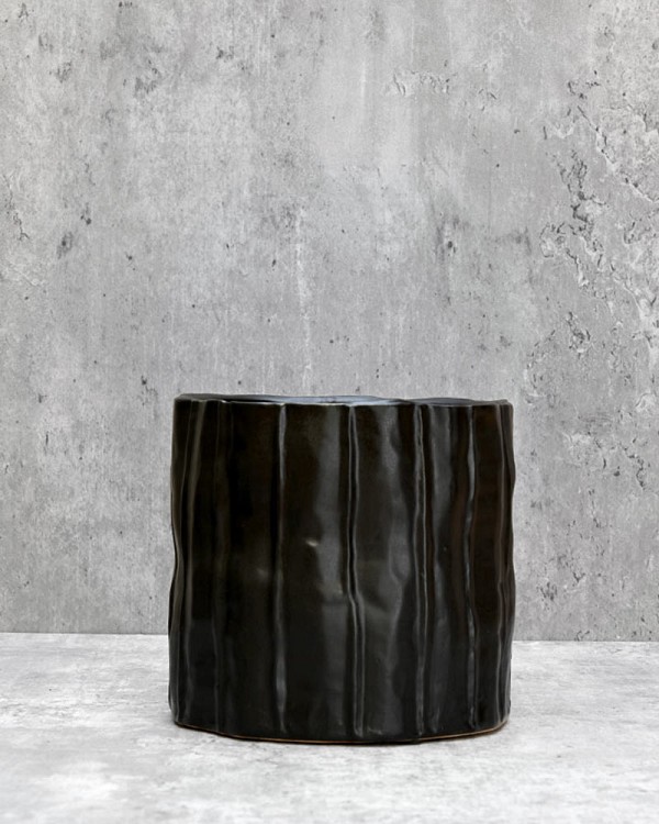 Black Ripple Container 5.25"H