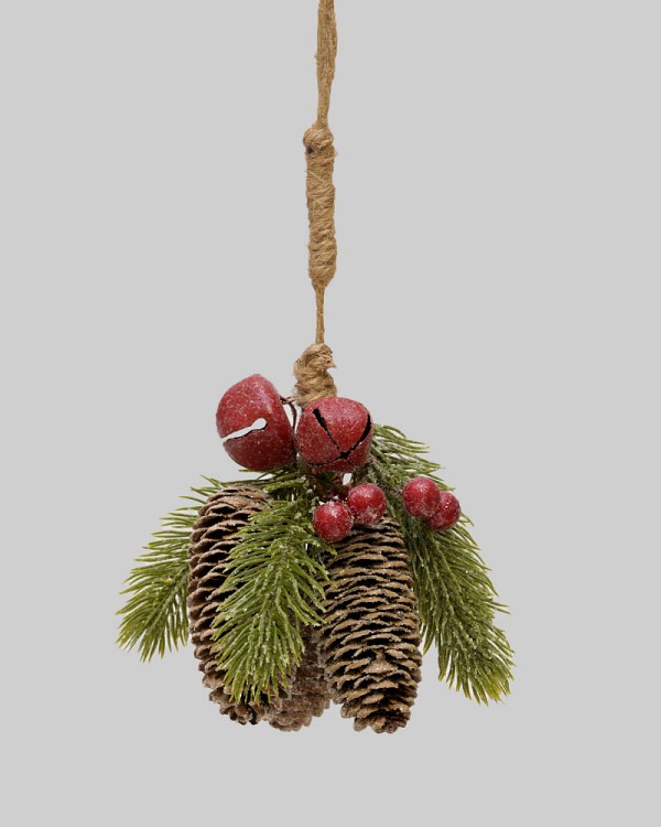 Pinecones Frosted with Bell 11.5"