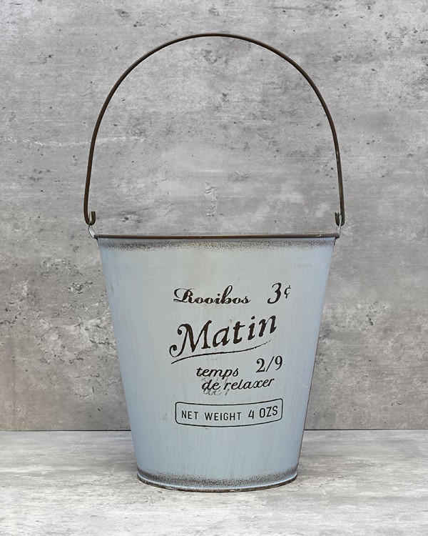 Round 'Matin' Bucket - Blue 7.75"H