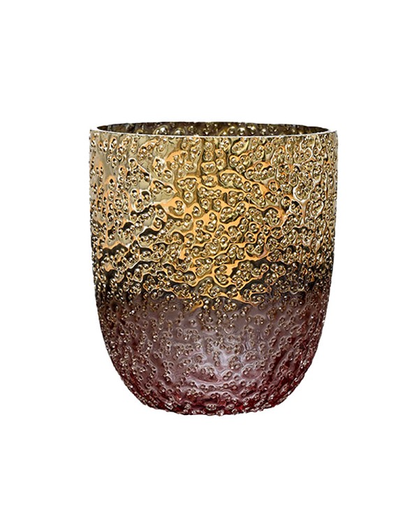 Textured Pink Metallic Lustre Glass 4.5"H